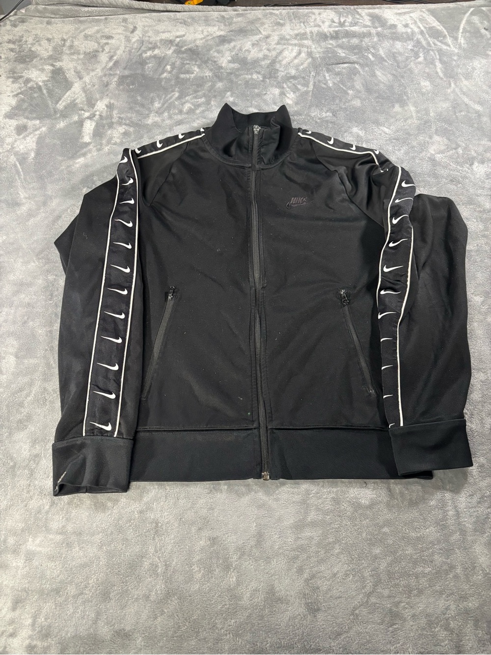 Nike Black Track Jacket with White Swoosh Piping